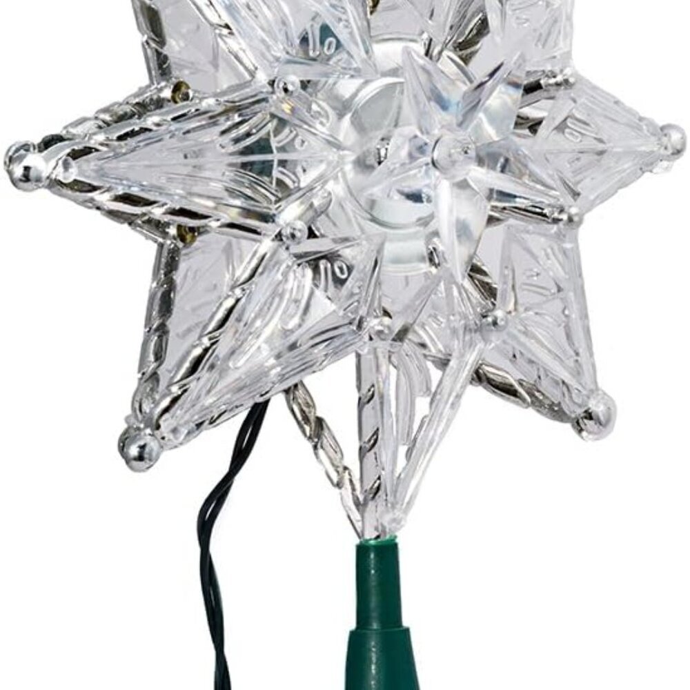 Kurt Adler 10-Light 8-Point Star Christmas, 8-Inch, Clear Treetop